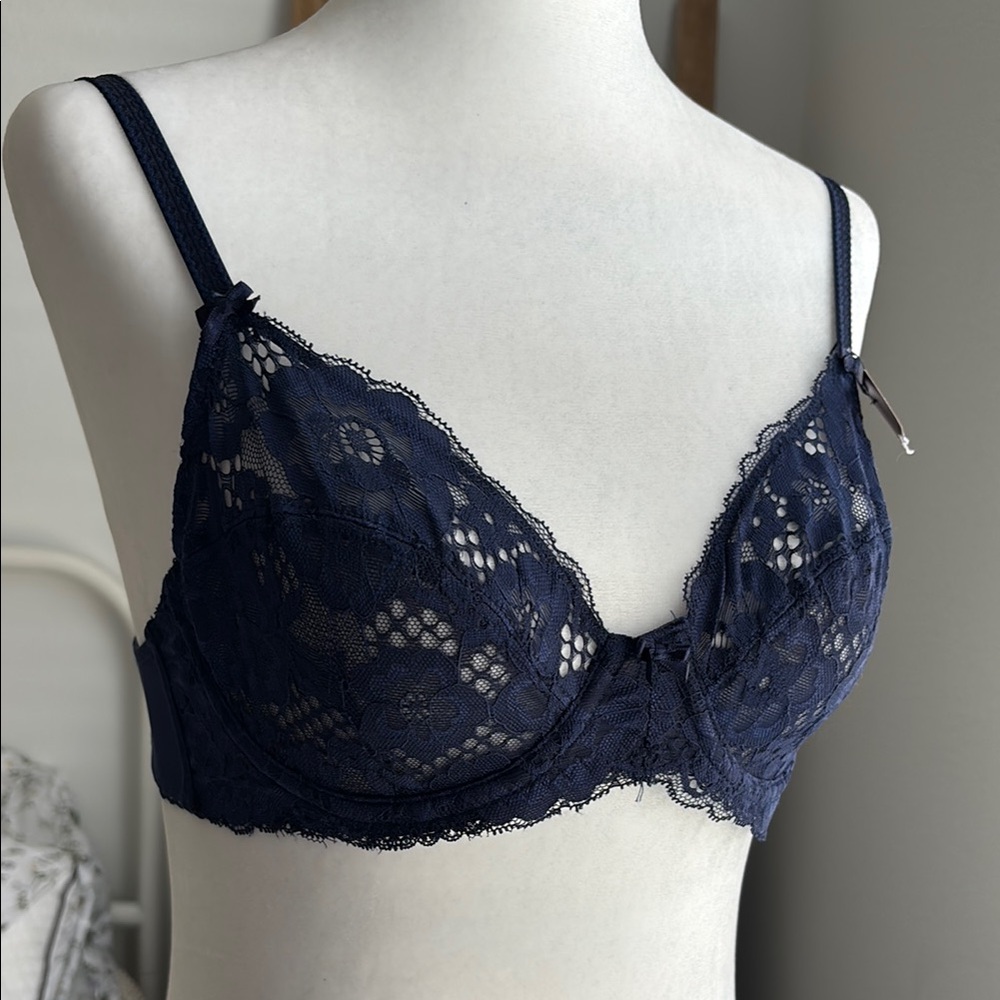Adored by Adore Me Elegant Lace Navy Bra